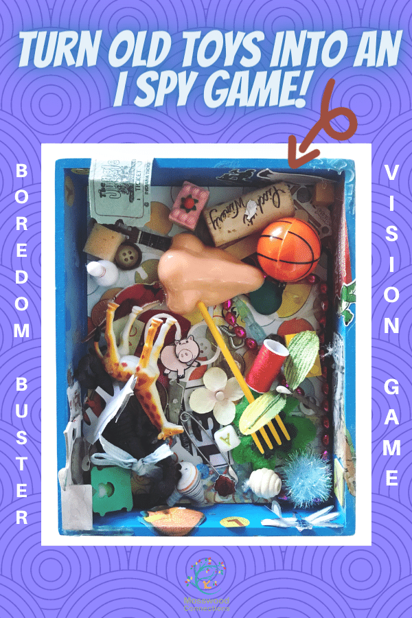 Create an I Spy Game for the Kids #mosswoodconnections #visualprocessing #visionskills #DIYtoy #ISpyGame #recycledtreasure