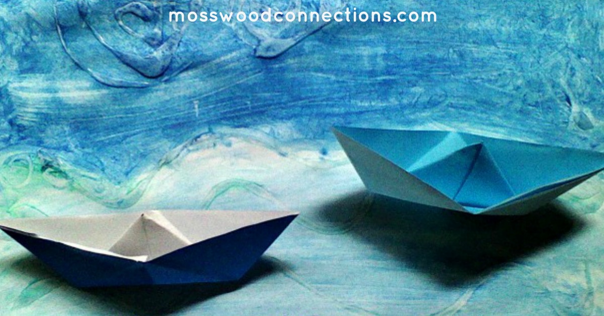 Origami And Water Color Fishing Scene Mosswood