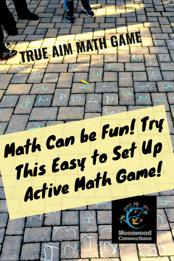 True Aim Math Game; An Active Math Game the Kids Love to Play #mosswoodconnections #mathfacts #learningthroughplay #education #homeschool