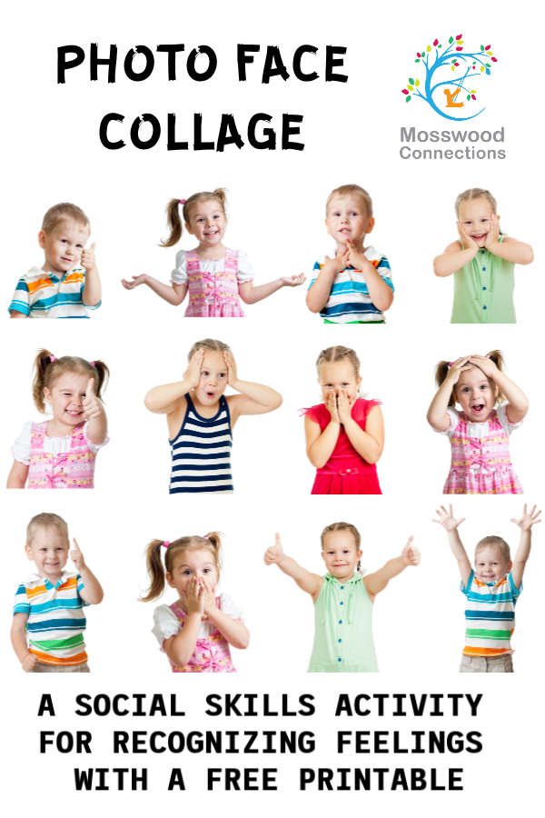 PHOTO FACE COLLAGE - A SOCIAL SKILLS ACTIVITY FOR RECOGNIZING FEELINGS #mosswoodconnections #collage #socialskills #feelingsgame #visualperception #autism #emotions #facialexpressions Photo Face Collage: A Social Skills Activity for Recognizing Feelings #mosswoodconnections #autism #recognizingfeelings #faces