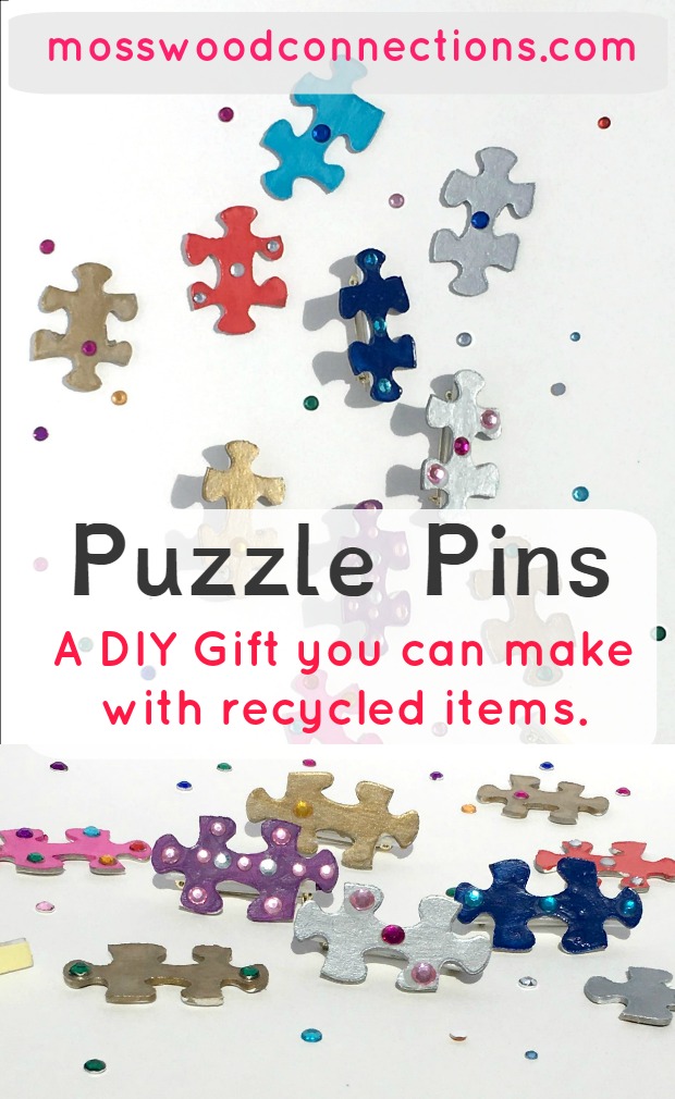 Puzzle Pin Art Project DIY gift made with recycled items Puzzle Pin Art Project DIY gift made with recycled items. #mosswoodconnections #homemadegifts #craftsforkids #recycledtreasures