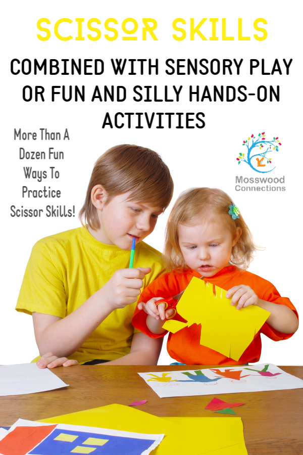 _SCISSOR SKILLS COMBINED WITH SENSORY PLAY OR FUN AND SILLY HANDS-ON ACTIVITIES #mosswoodconnections Scissor Skills and Cutting Practice #mosswoodconnections #scissorskills #finemotor #preschool