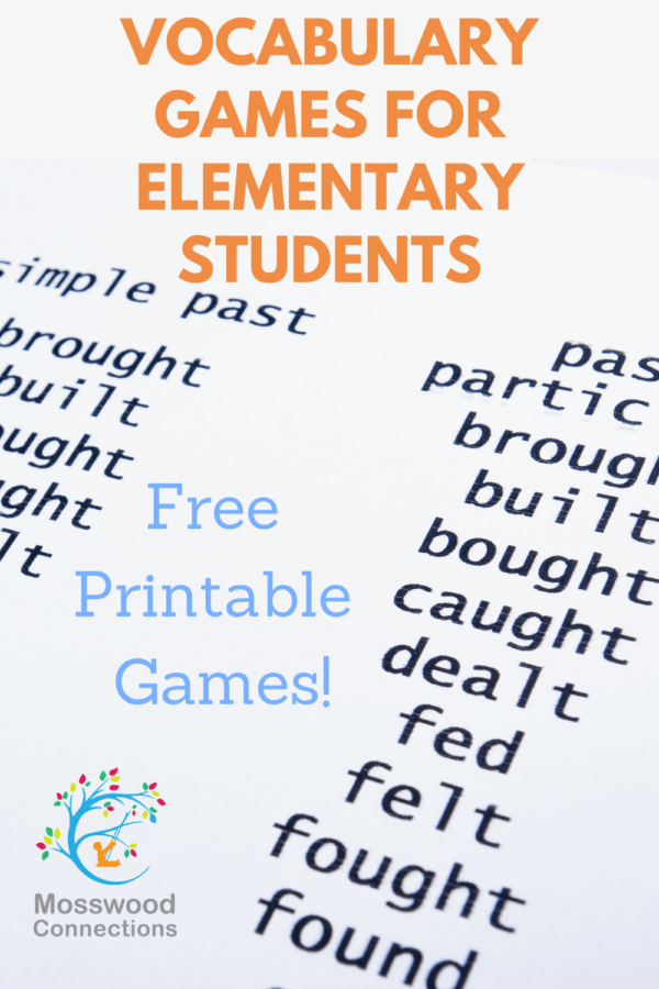 Vocabulary Games for Elementary Students #mosswoodconnections #education #vocabulary #homeschooling #elementaryschool Vocabulary Games for Elementary Students #mosswoodconnections #education #vocabulary #homeschooling #elementaryschool