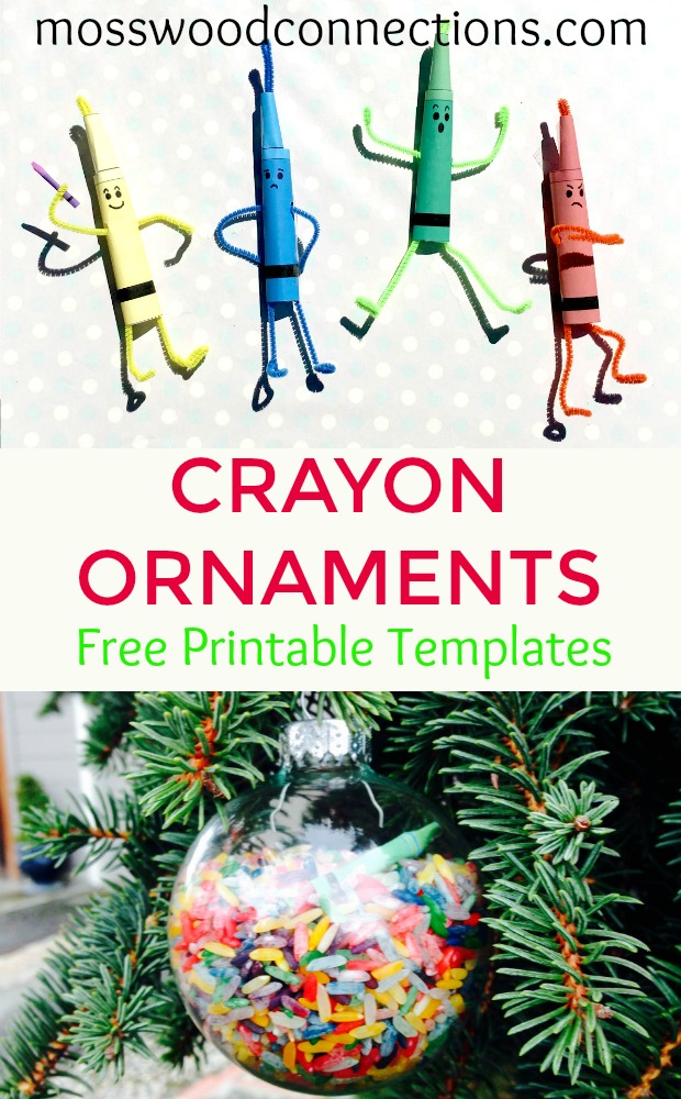 DIY Crayon Ornaments That You Can Play With or Give As Gifts Crayon Ornaments That You Can Play With #mosswoodconnections #ornaments #picturebooks #TheDaytheCrayonsuit #crafts #holidays