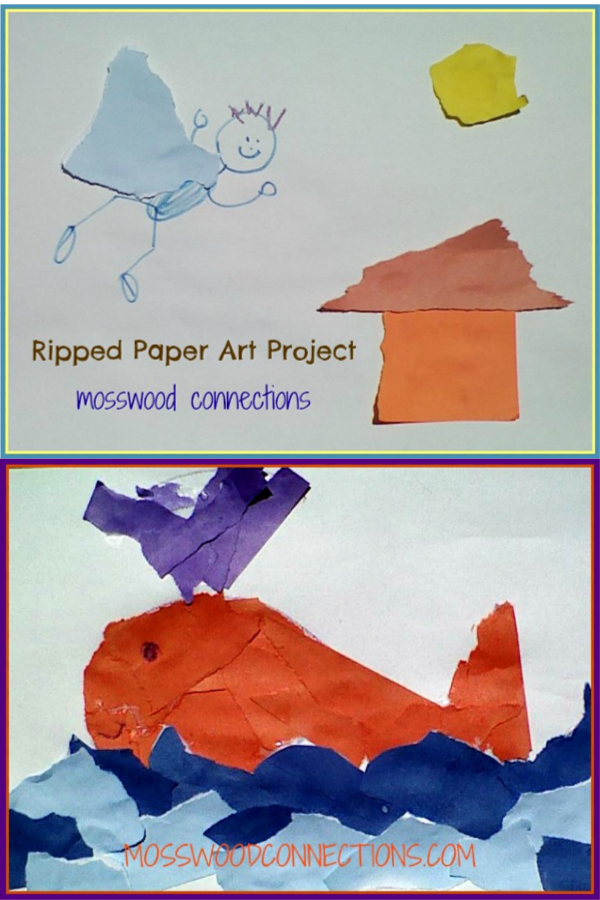 Ripped Paper Art Project Ripped Paper Art Project Sensory Activities for Kids #mosswoodconnections #craftsforkids #finemotor #constructionpapercraft