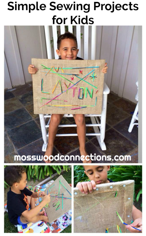 Sewing For Fun; Simple Sewing Projects that Build Skills for Kids Sewing For Fun; Simple Sewing Projects for Kids #mosswoodconnections #finemotor #sewingforkids