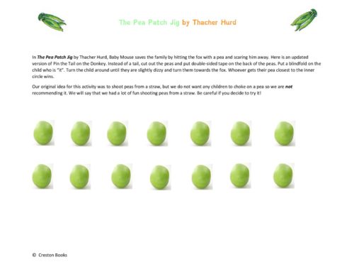 The Pea Patch Jig Picture Book Activities #mosswoodconnections #picturebooks #ThatcherHurd #PeaPatchJig #Bookactivities #literacy