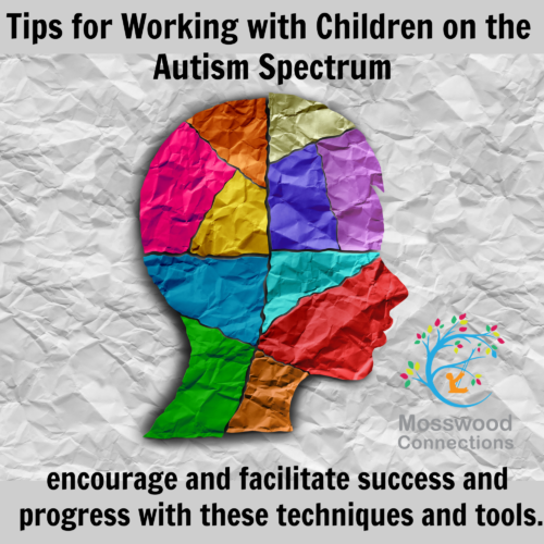 Tips for Working with Children on the Autism Spectrum  encourage and facilitate success and progress with these techniques and tools. #mosswoodconnections #autism #ASD 